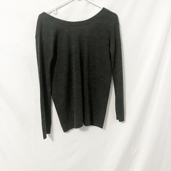BB Dakota Dark Gray Knit V Neck Lace Up Front Sweater Size S - Picture 3 of 6